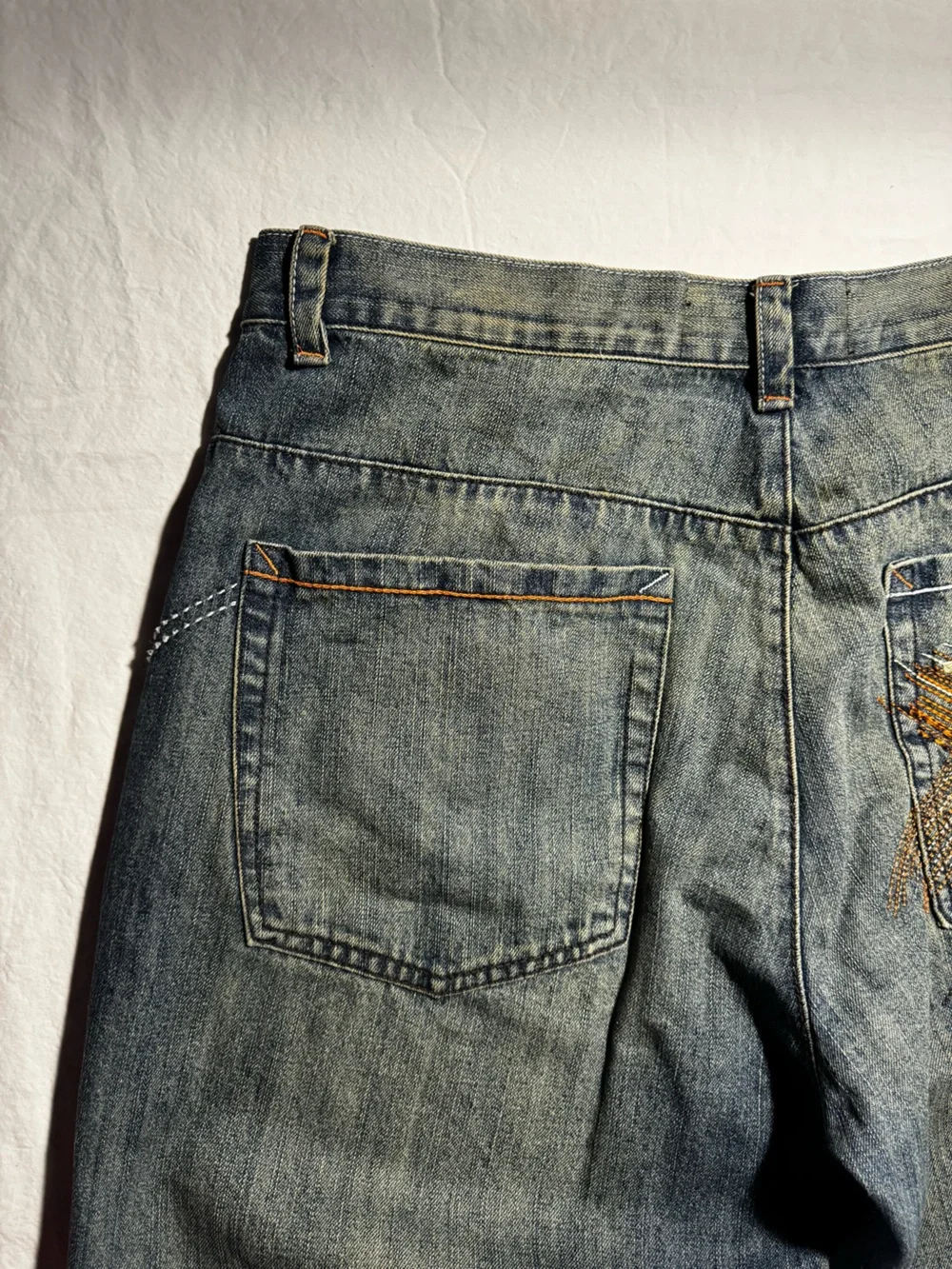 VINTAGE Y2K 212 NYC Brand Denim Embroidered Baggy Blue Men's Jeans Size 44x33